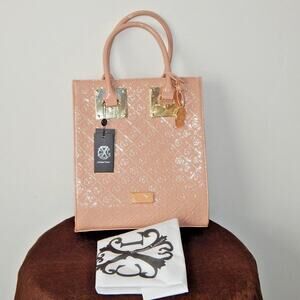NWT Christian Lacroix Paris SCARLETT Embossed Leather Tote Handbag Blush